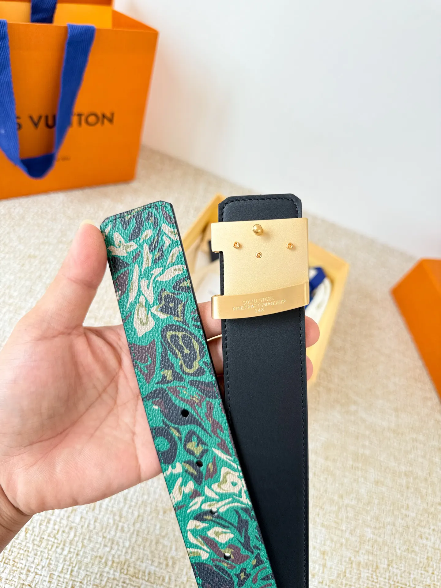 LV 绿色涂鸦双面腰带 个性休闲款｜ORBUYBAG 岚奢包高端时尚精品