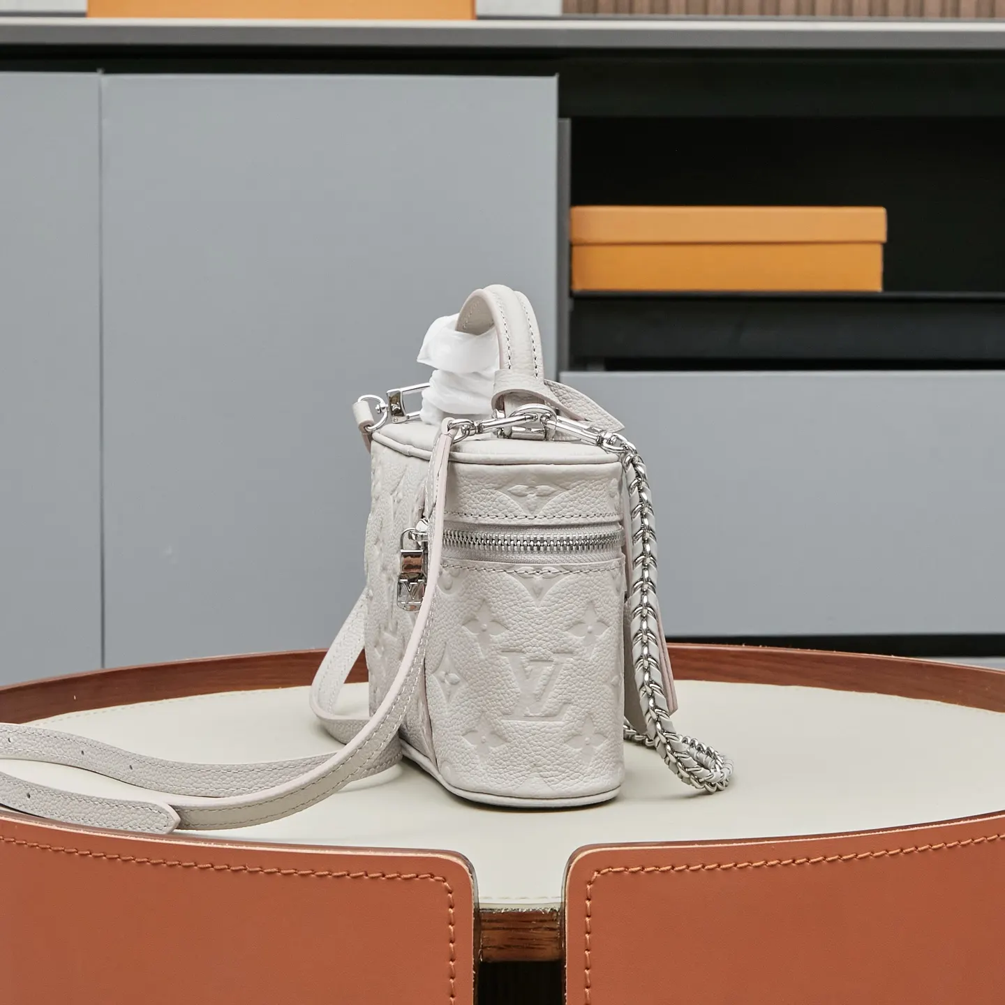 Louis Vuitton Gray Chain Bag Leather