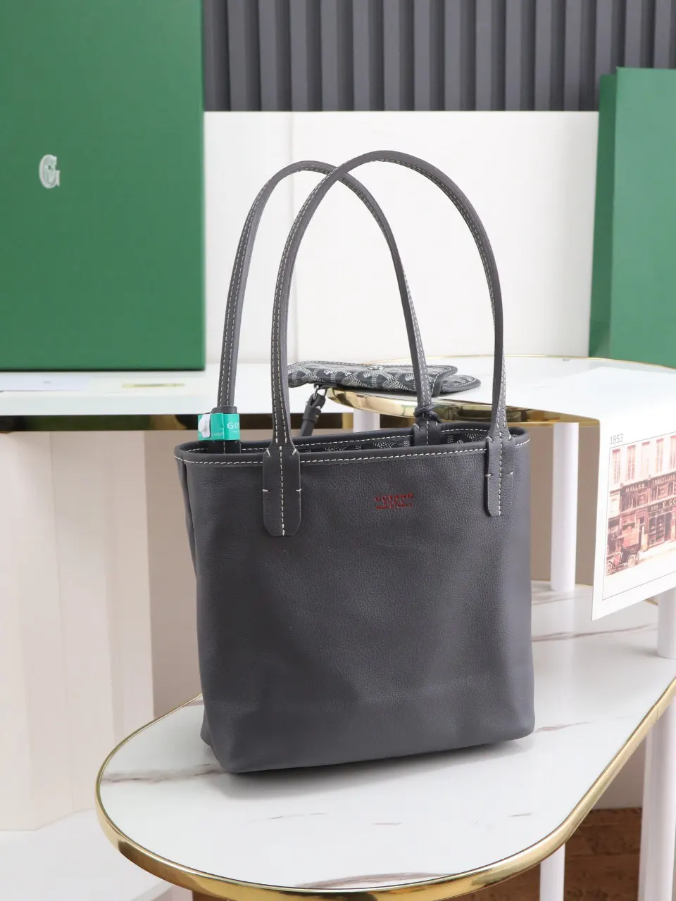 Goyard 灰色 小牛皮 手提包 通勤手提款