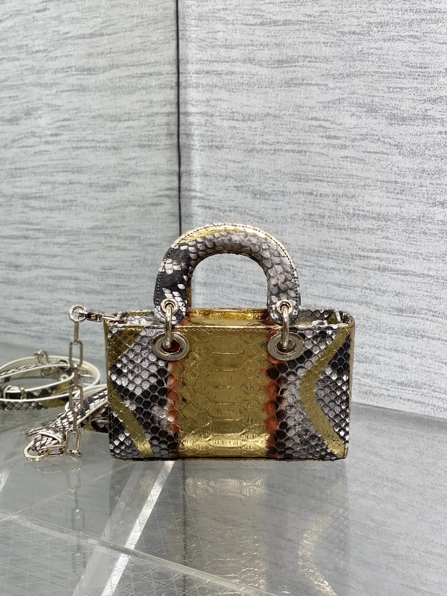 Dior 进口 蛇皮横款戴妃包 Lady横版戴妃珍稀 手提包 通勤手提款