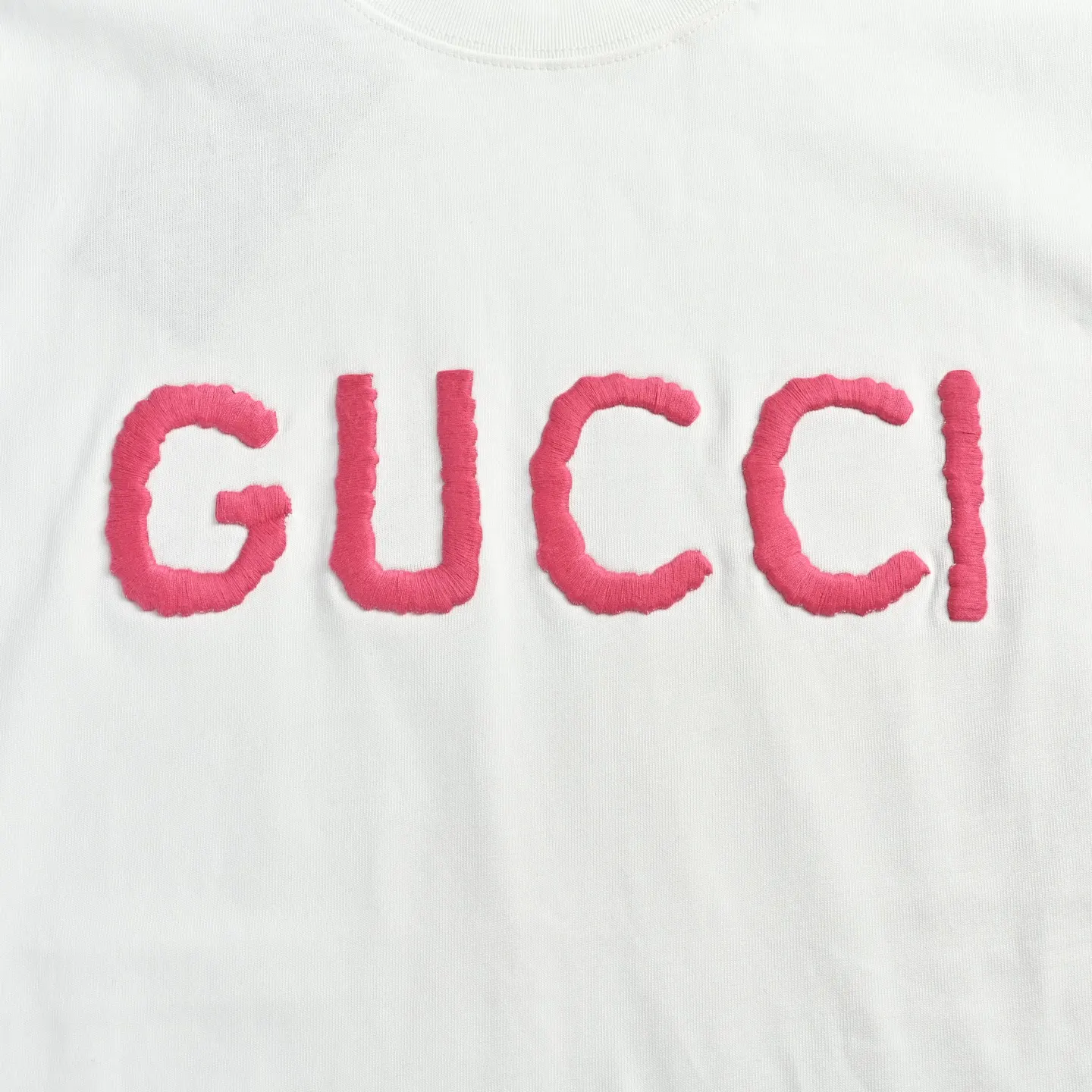 Gucci Pink Logo Letter Short Sleeve T-Shirt