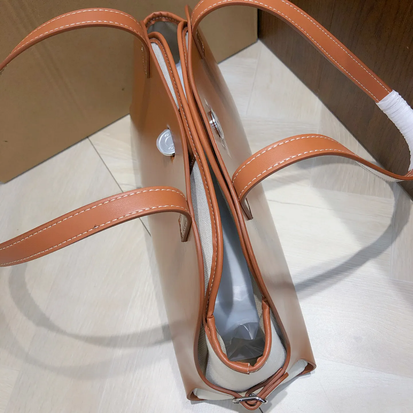 Hermes 棕色 帆布 腋下包 復古腋下背款