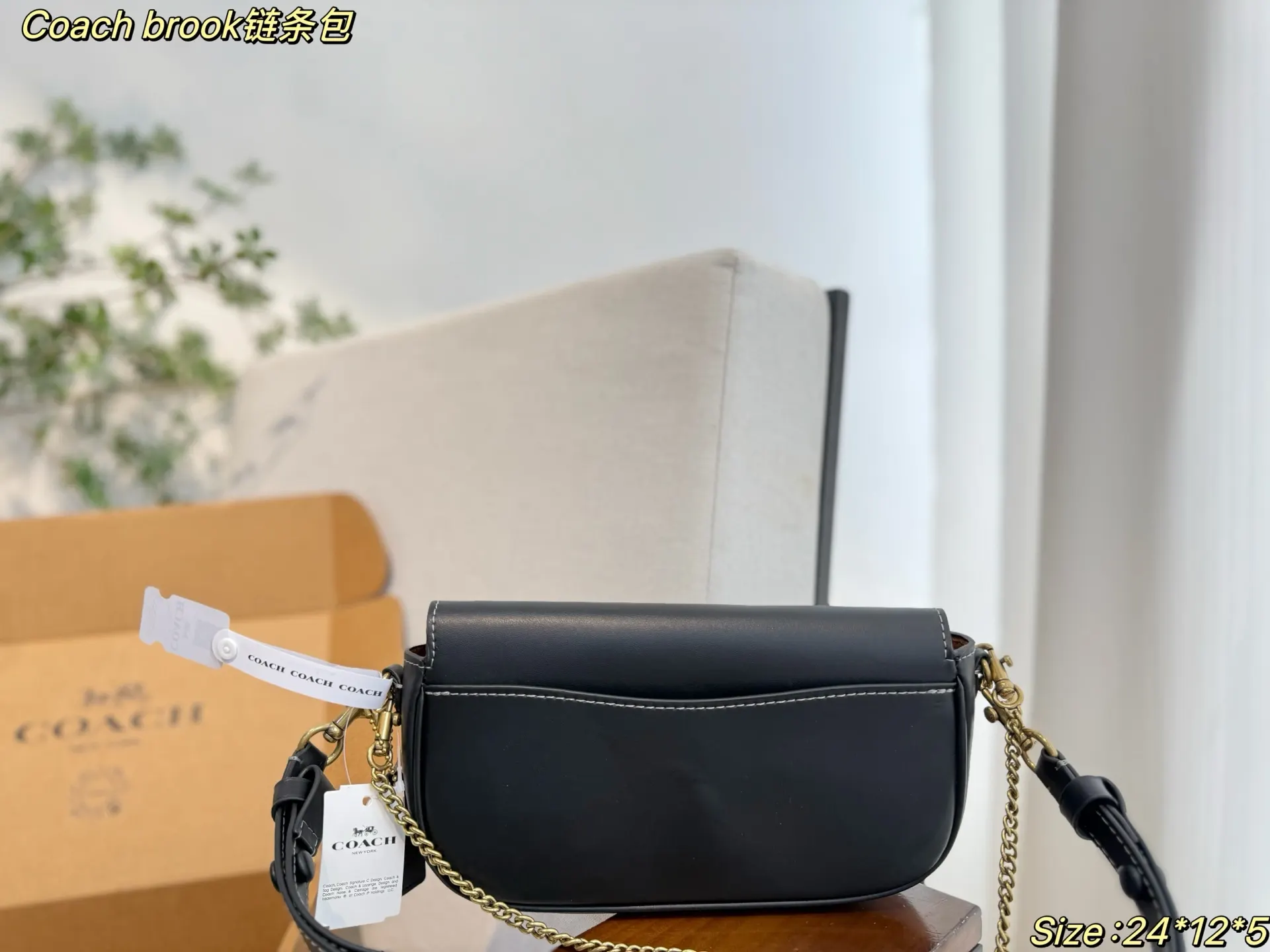 Coach 黑色 链条包 精致链条款