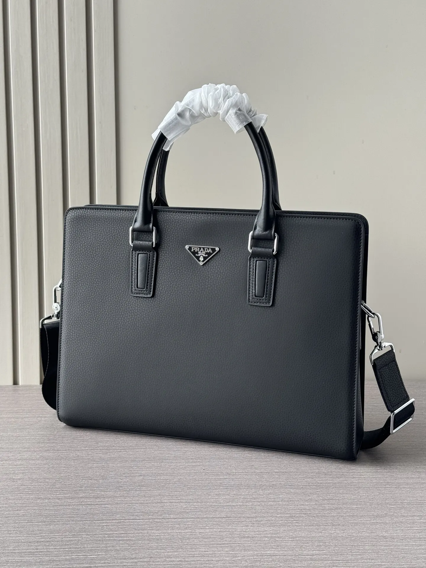 Prada 黑色 藍色 小牛皮 公文包 商務通勤款