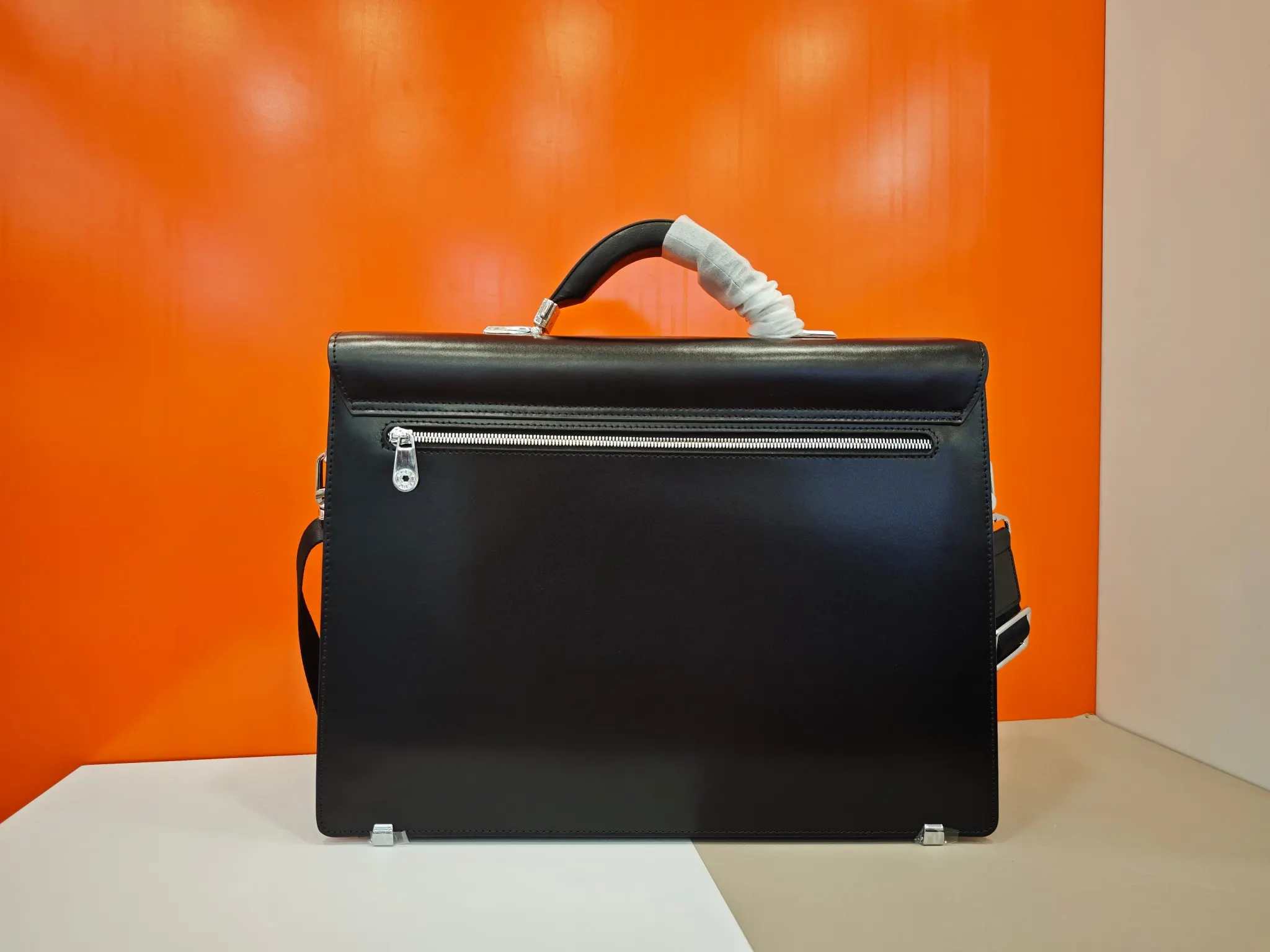 Black Briefcase Business Commuter Leather