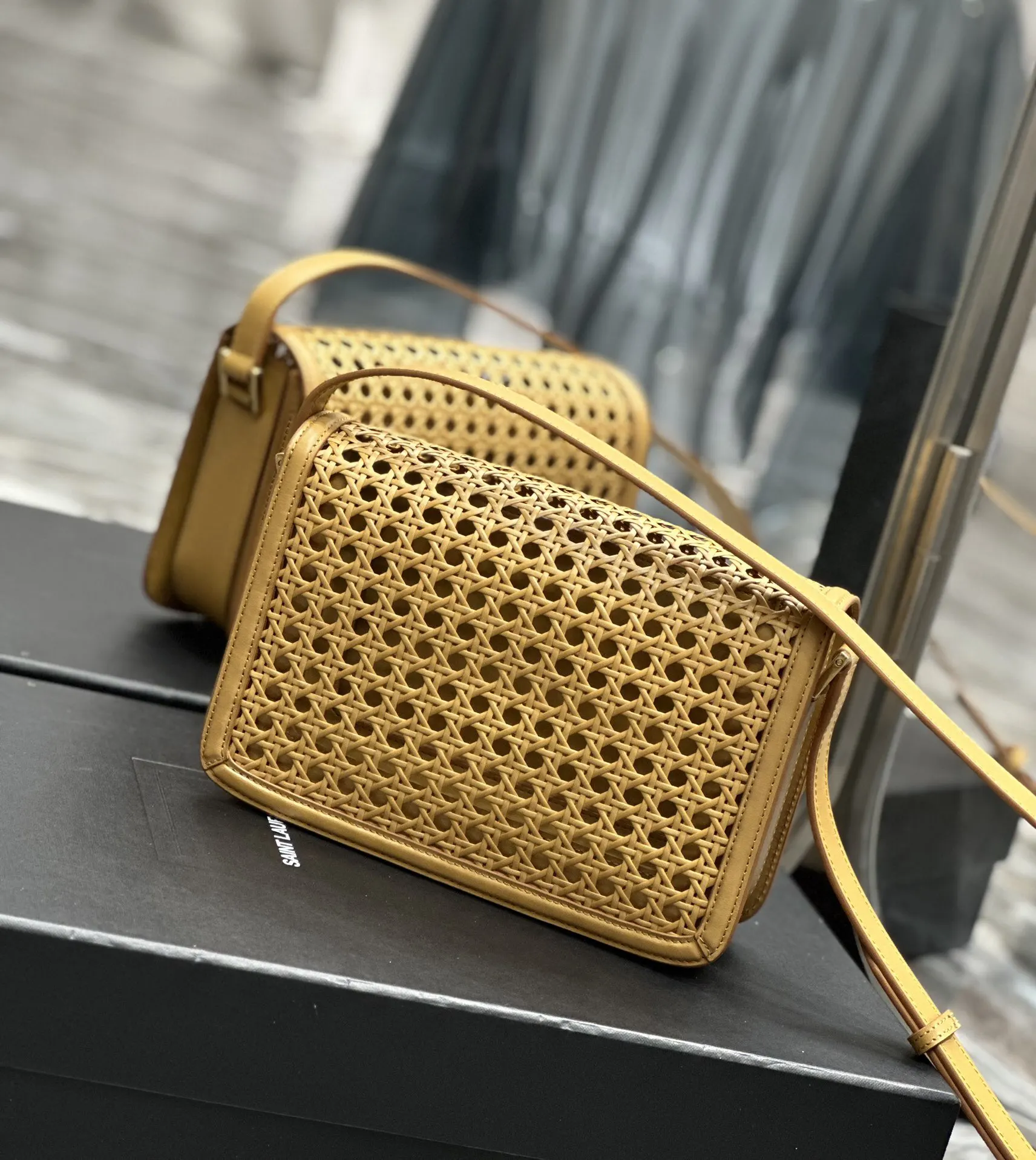 Beige Crossbody Bag Lightweight Leather