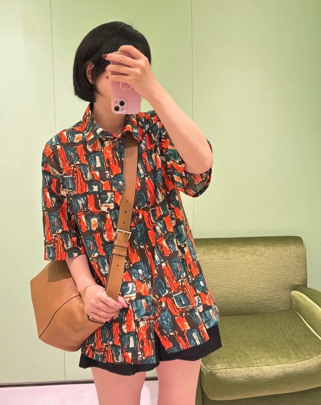 PRADA 棉质 印花 拼色 襯衫 休闲百搭款