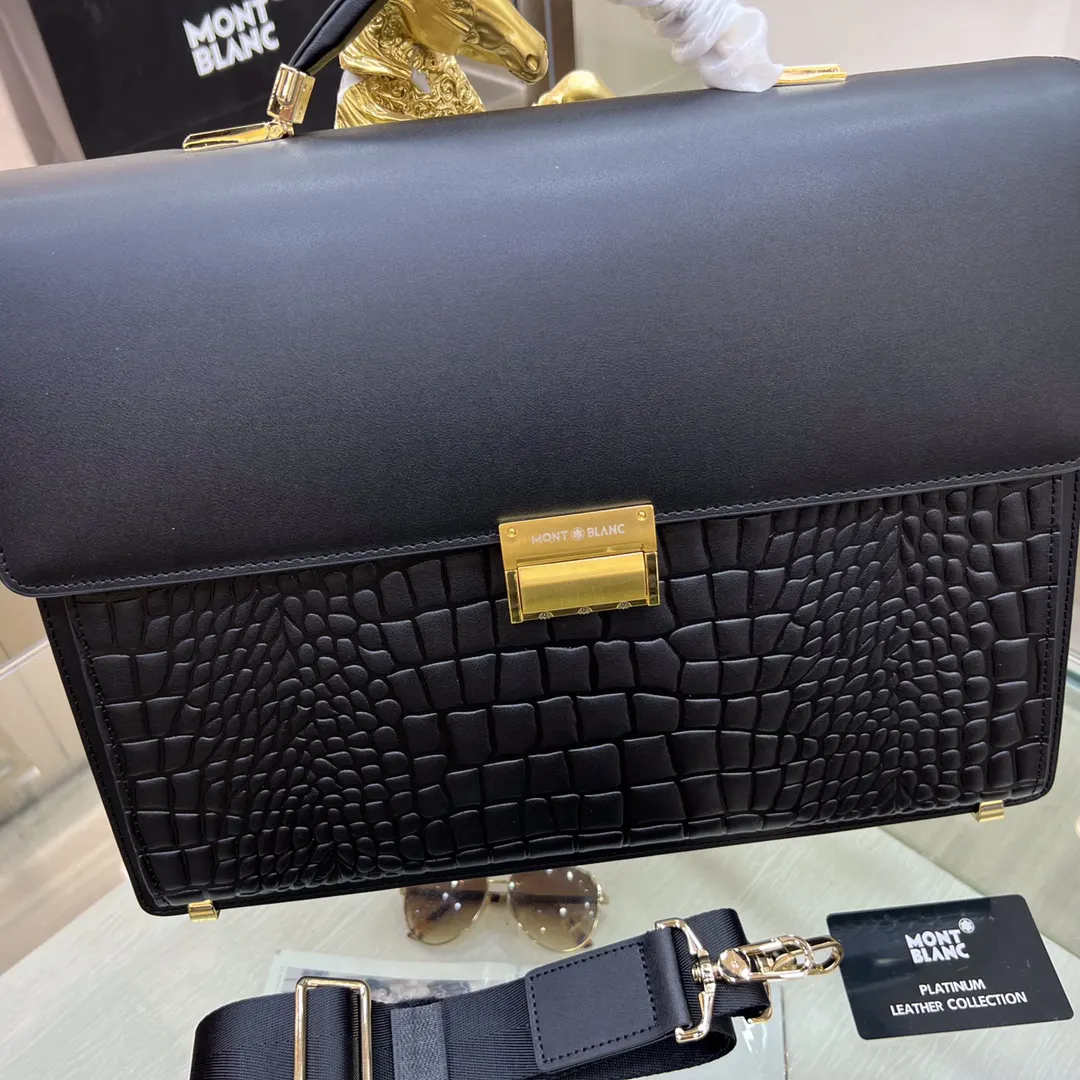 Black Briefcase Business Commuter Leather