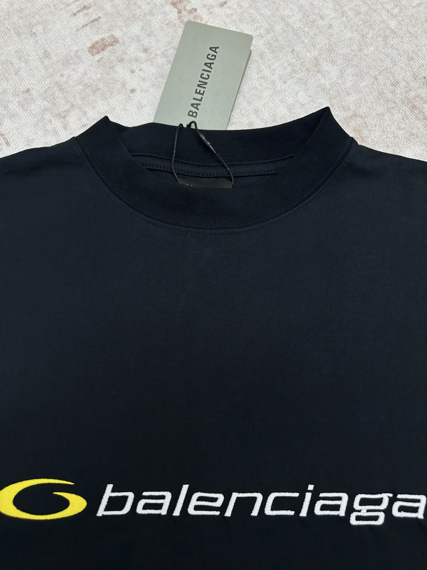 Balenciaga 蓝色 Logo 刺绣 短袖T恤 街头休闲款