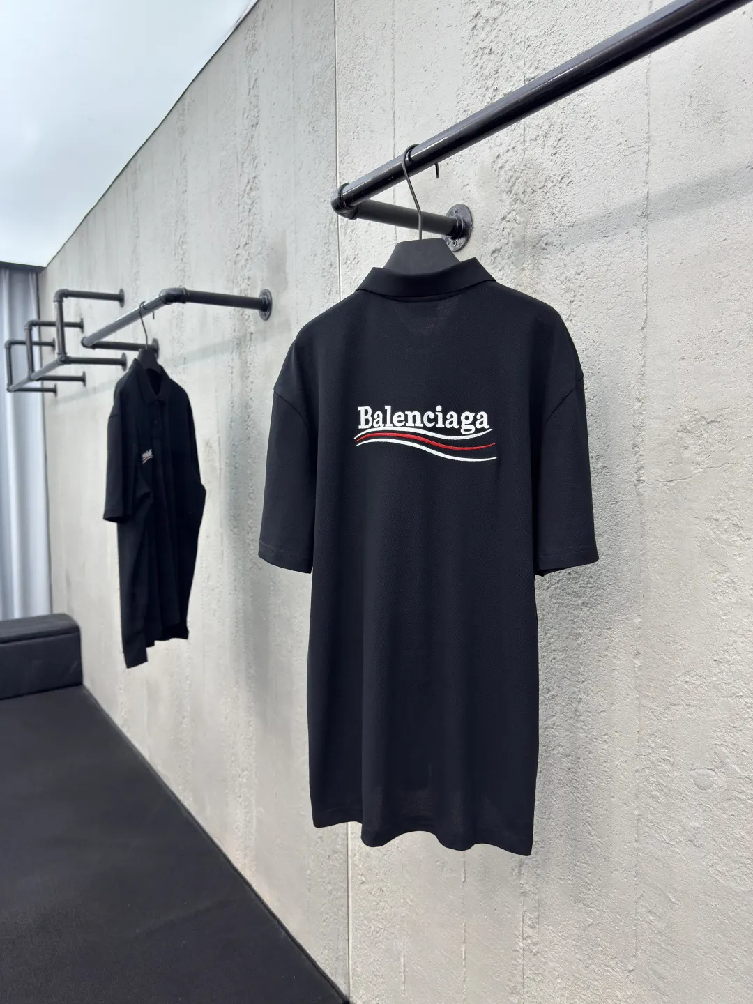 Balenciaga Black Cotton Logo Shirt Street