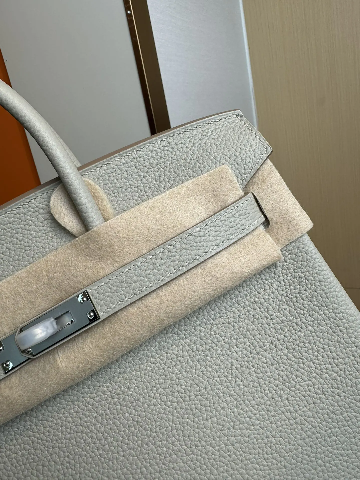 Birkin 铂金 进口Togo皮 冰川白 銀扣 手提包 通勤手提款