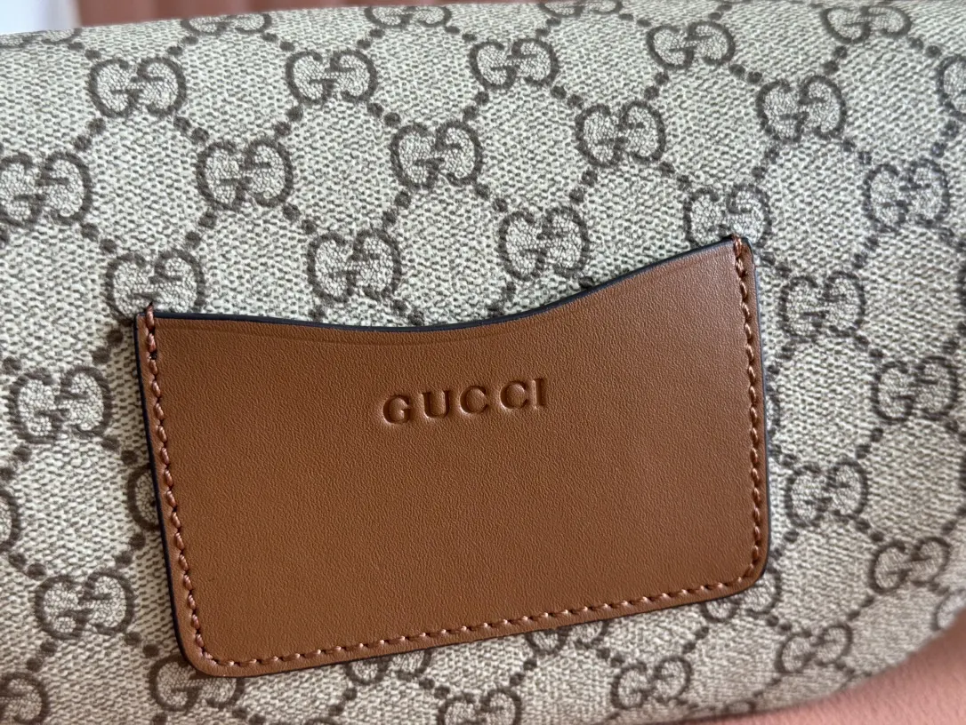 Gucci GG Emblem 黑色 帆布 腰包 休闲腰包款