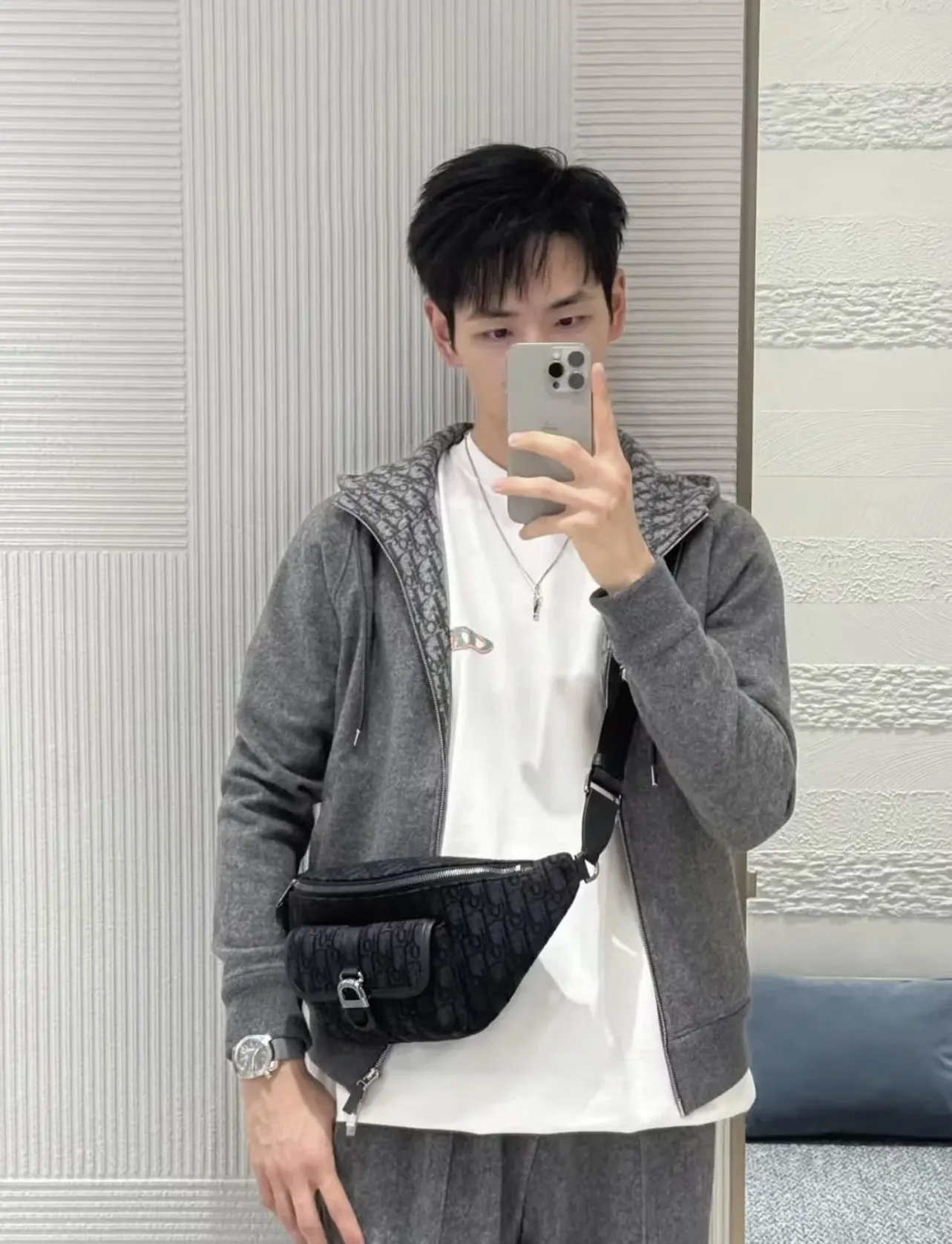 Black Beige Belt Bag Casual Fashion Leather