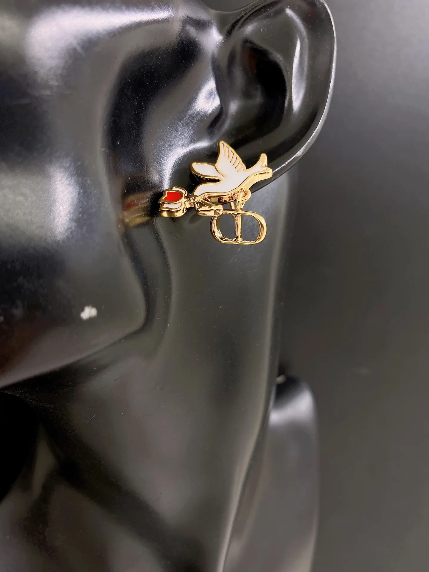 Dior 金色 蝴蝶结 耳饰