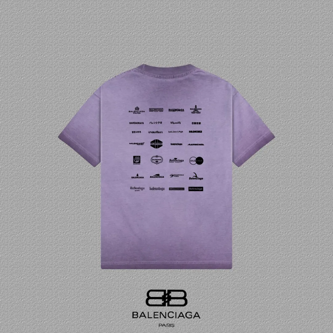 Balenciaga Paris Gray Short Sleeve T-Shirt Street
