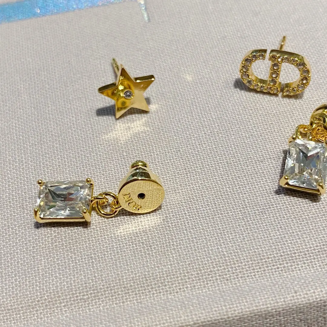 Dior CD 水晶 耳环 优雅耳饰