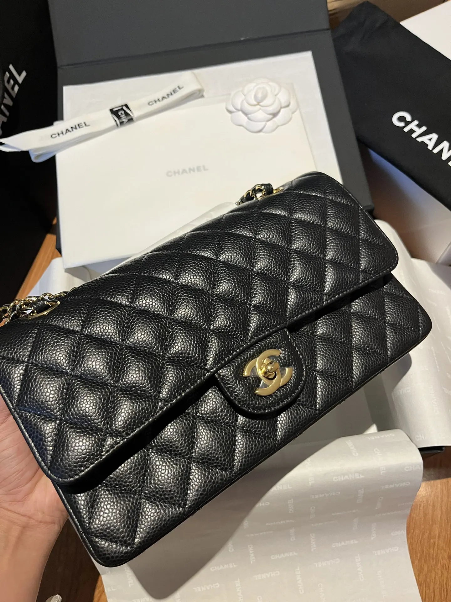 CHANEL 渠道级CF金扣鱼子酱 鱼子酱 老渠道 缺货很 腋下包 复古腋下背款