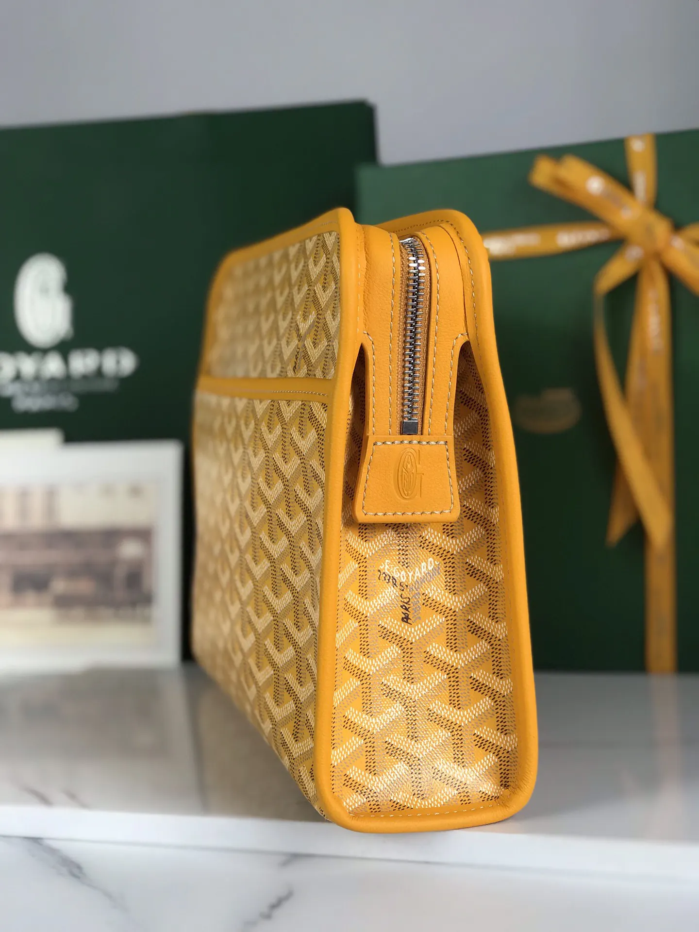 Goyard 黃色 牛皮 手拿包 精致手拿款