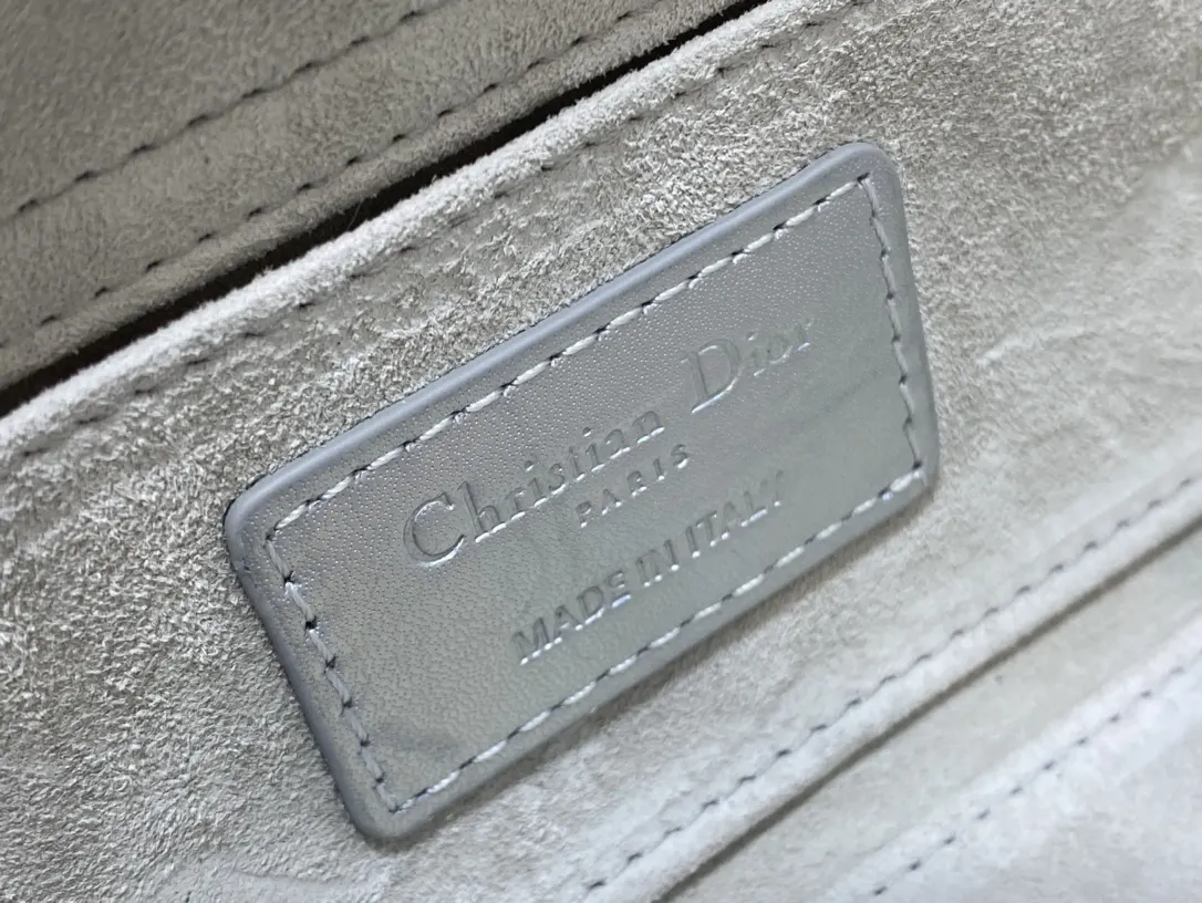 Dior 羊皮 进口 羊皮 内里采用 真羊皮绒横款戴妃包镭射银小 手提包 通勤手提款