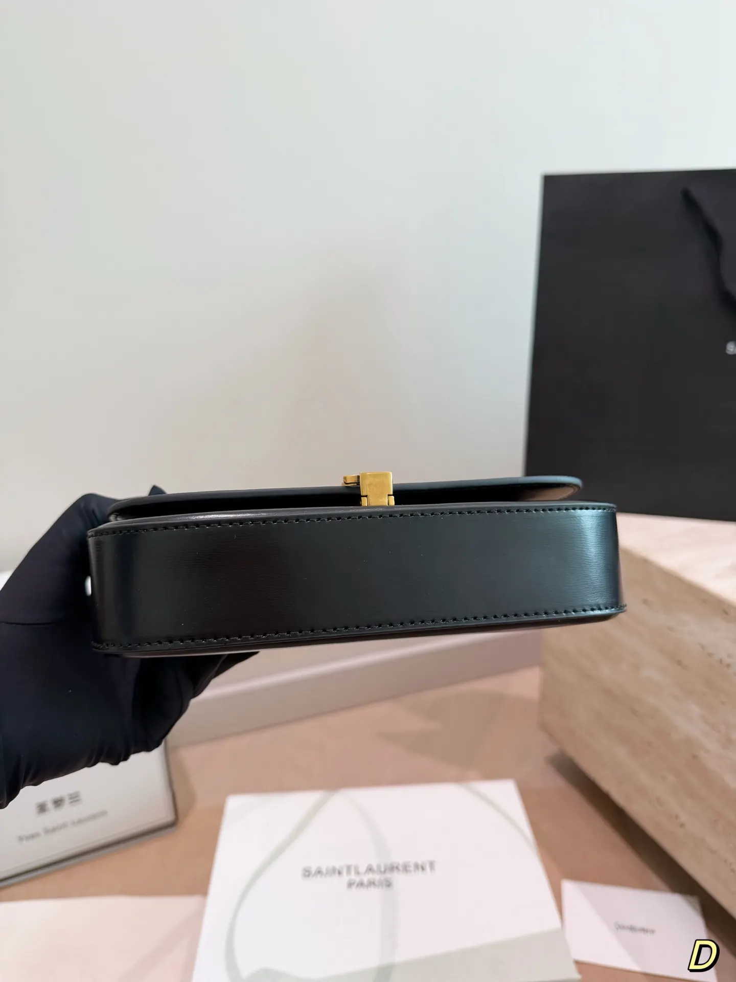 YSL 牛皮 盒 Solferino 细牙签 腋下包 复古腋下背款