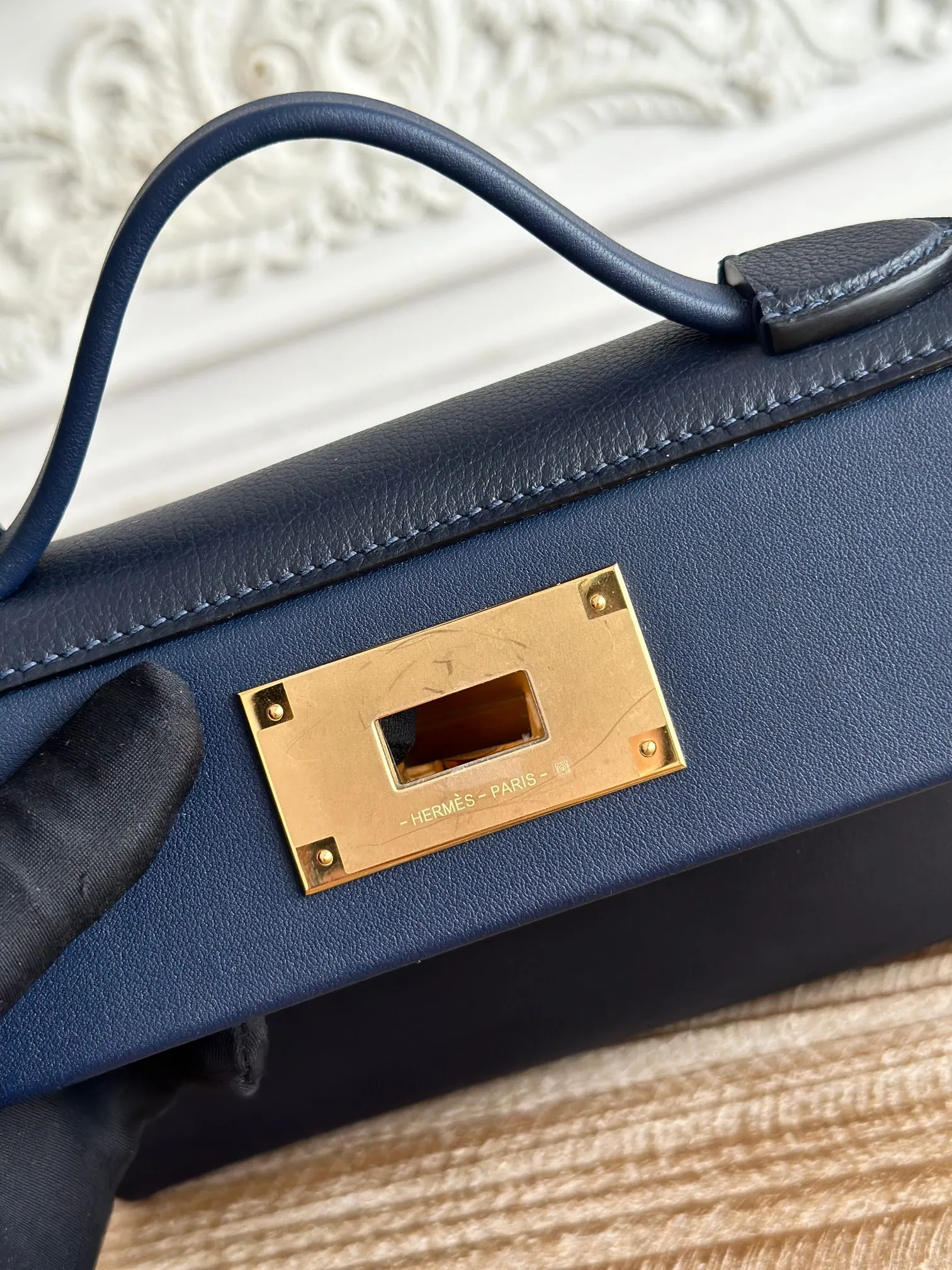 Hermès 深蓝 Evercolor牛皮 双肩包 休闲通勤
