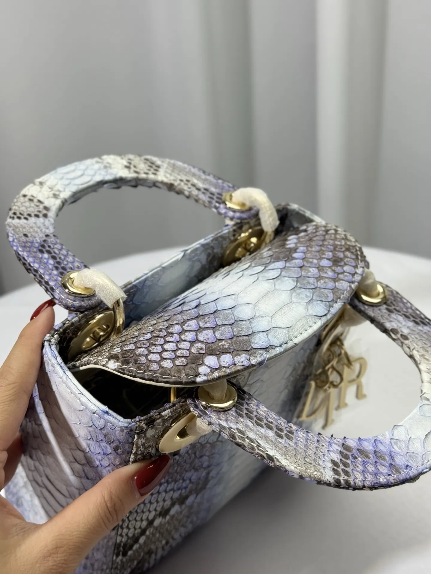 Dior Lady Dior Lady 银灰色藤格纹手提斜挎包 小号