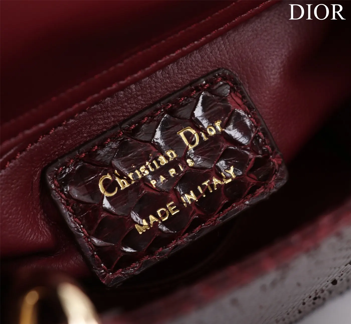 Dior Lady Dior 酒红色藤格纹手提斜挎包 复古款