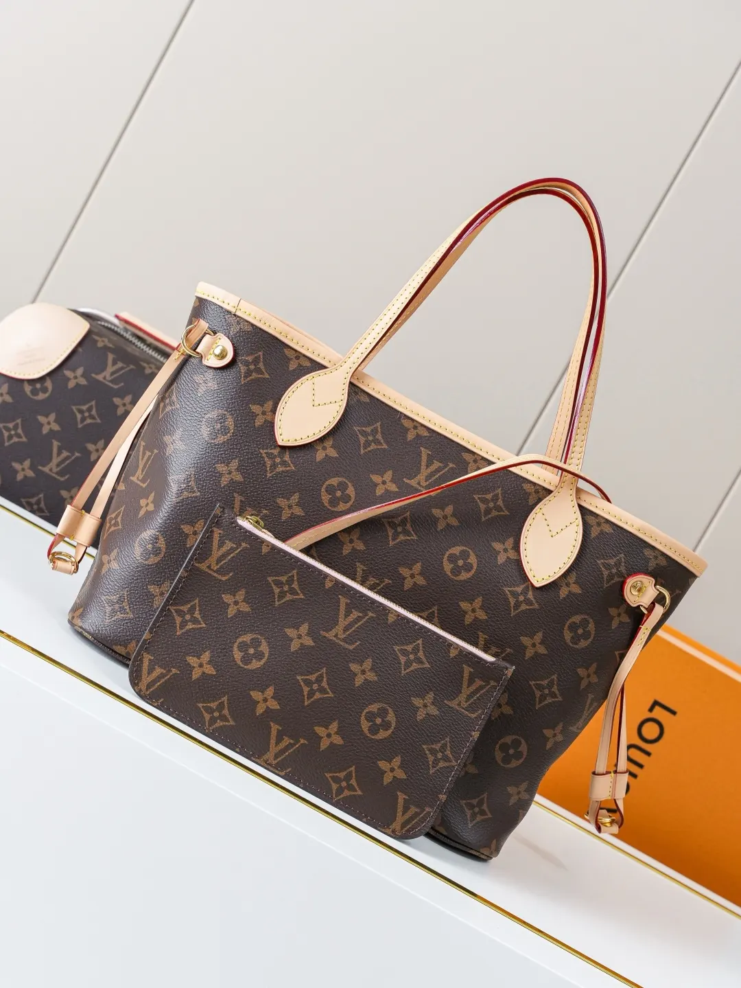 Neverfull 老花 牛皮 托特包 大容量托特款