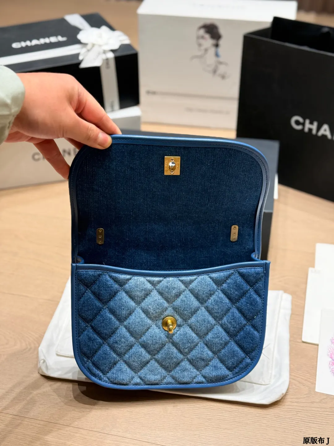 CHANEL 金色 牛仔 丹宁 链条包 精致链条款