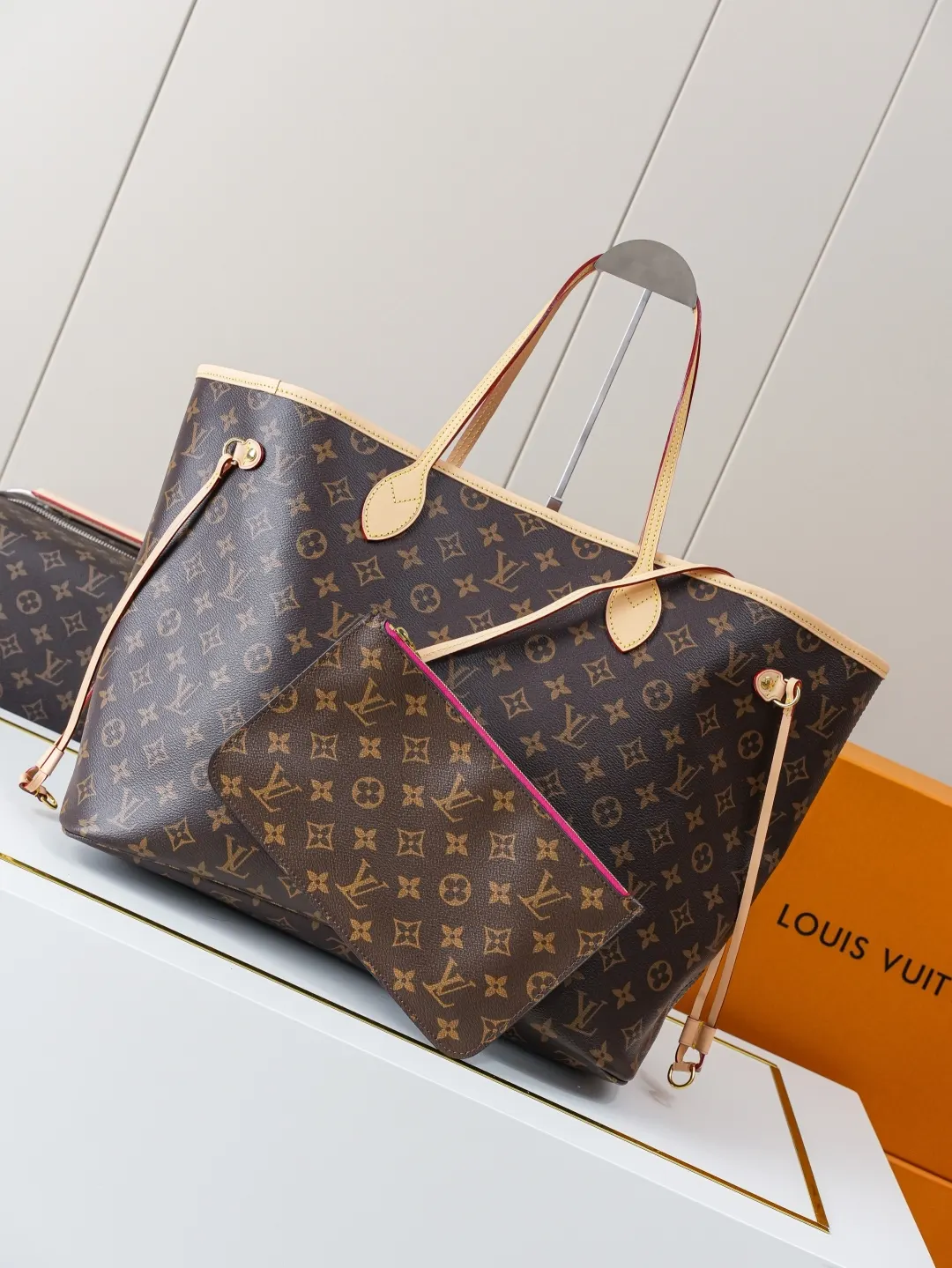 Neverfull 老花 牛皮 托特包 大容量托特款