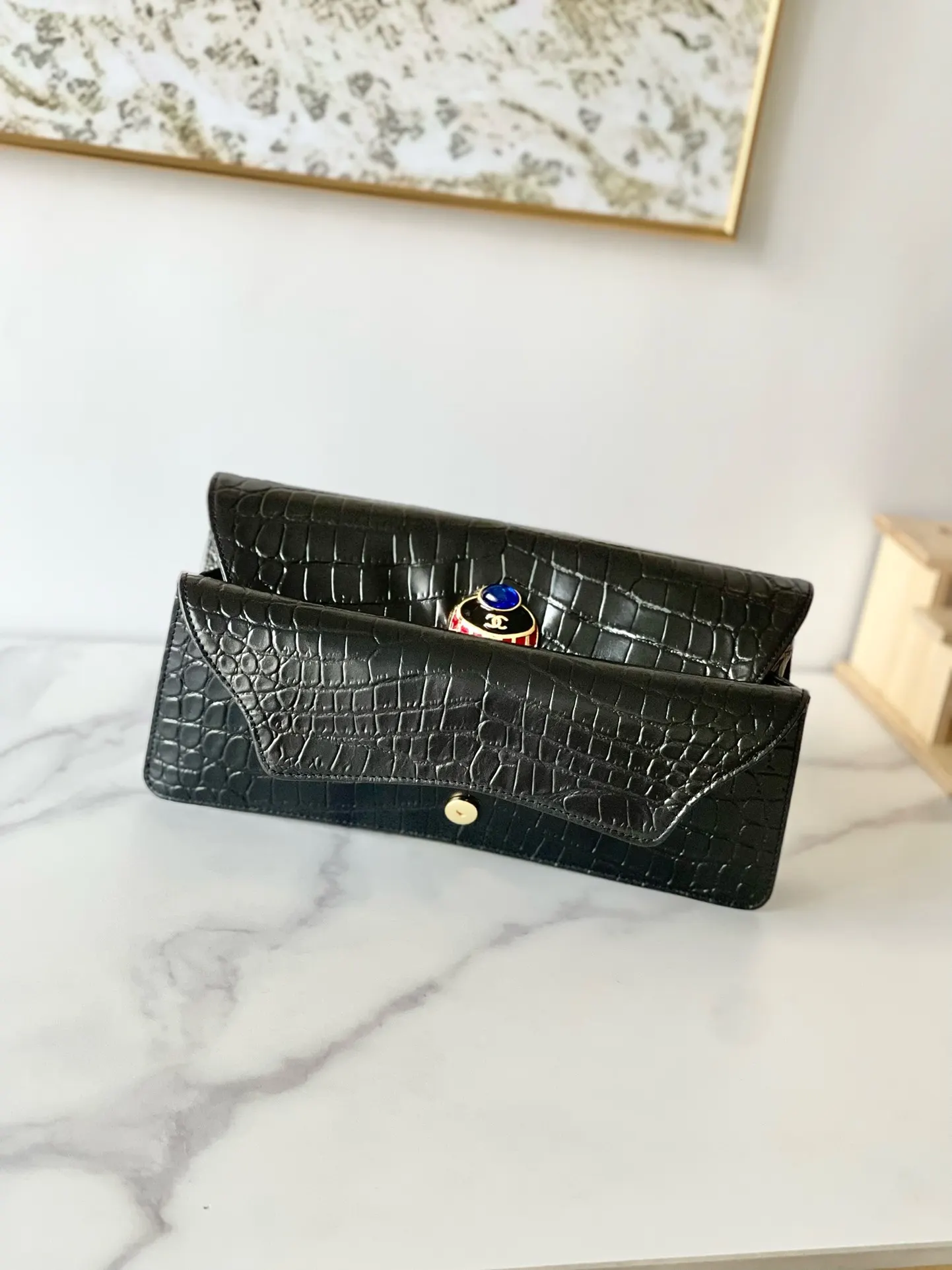 CHANEL 黑色 牛皮 手拿包 精致手拿款