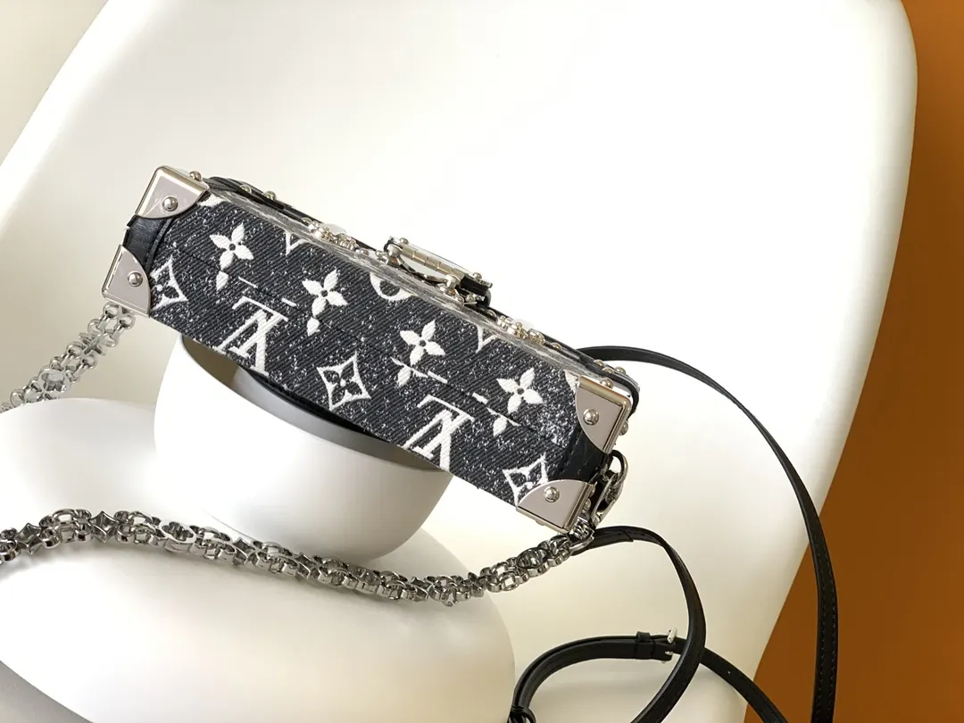 LV 黑色 牛仔 提花 鏈條包 精致鏈條款