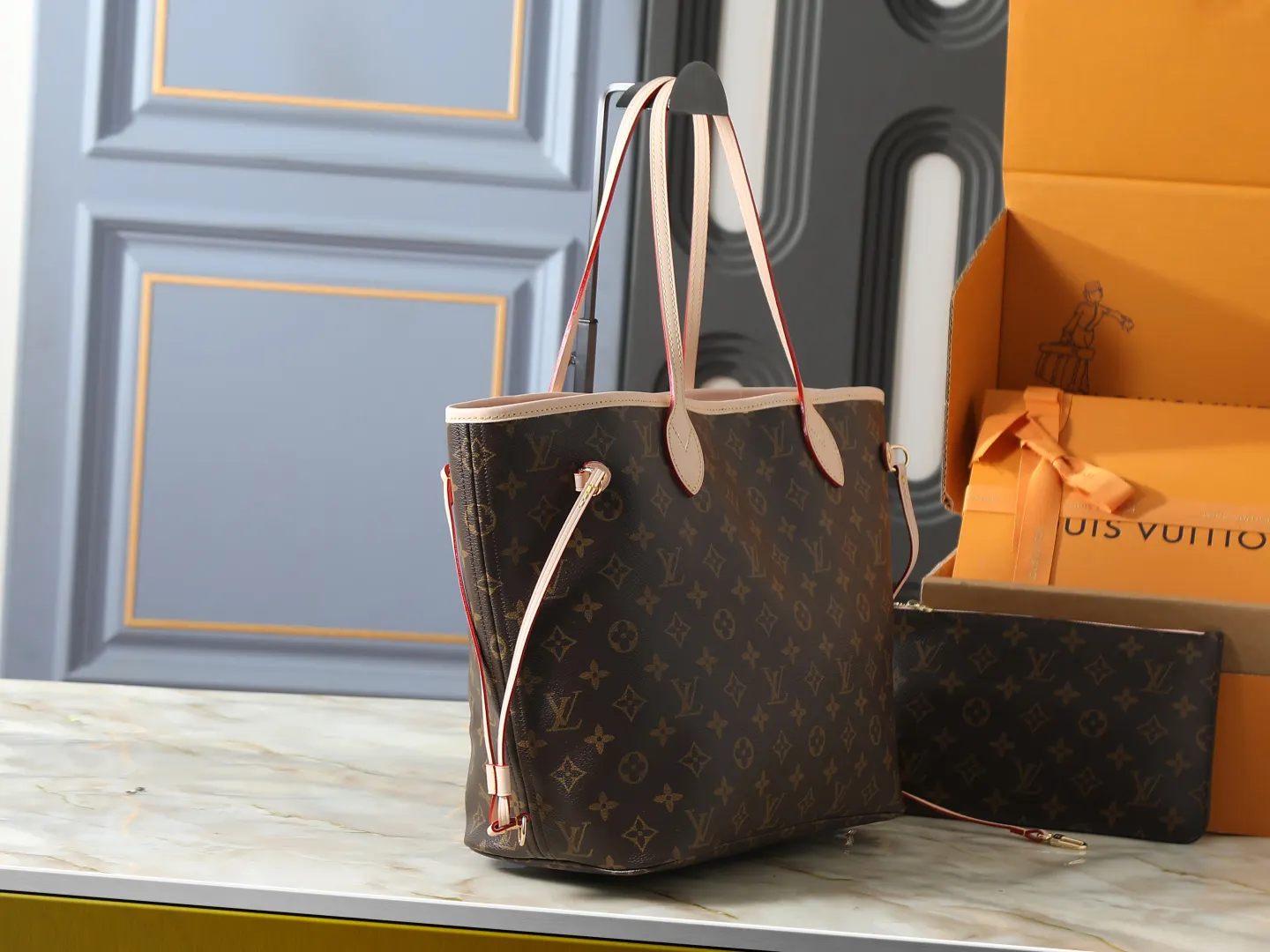 Neverfull 老花 帆布 手拿包 精致手拿款