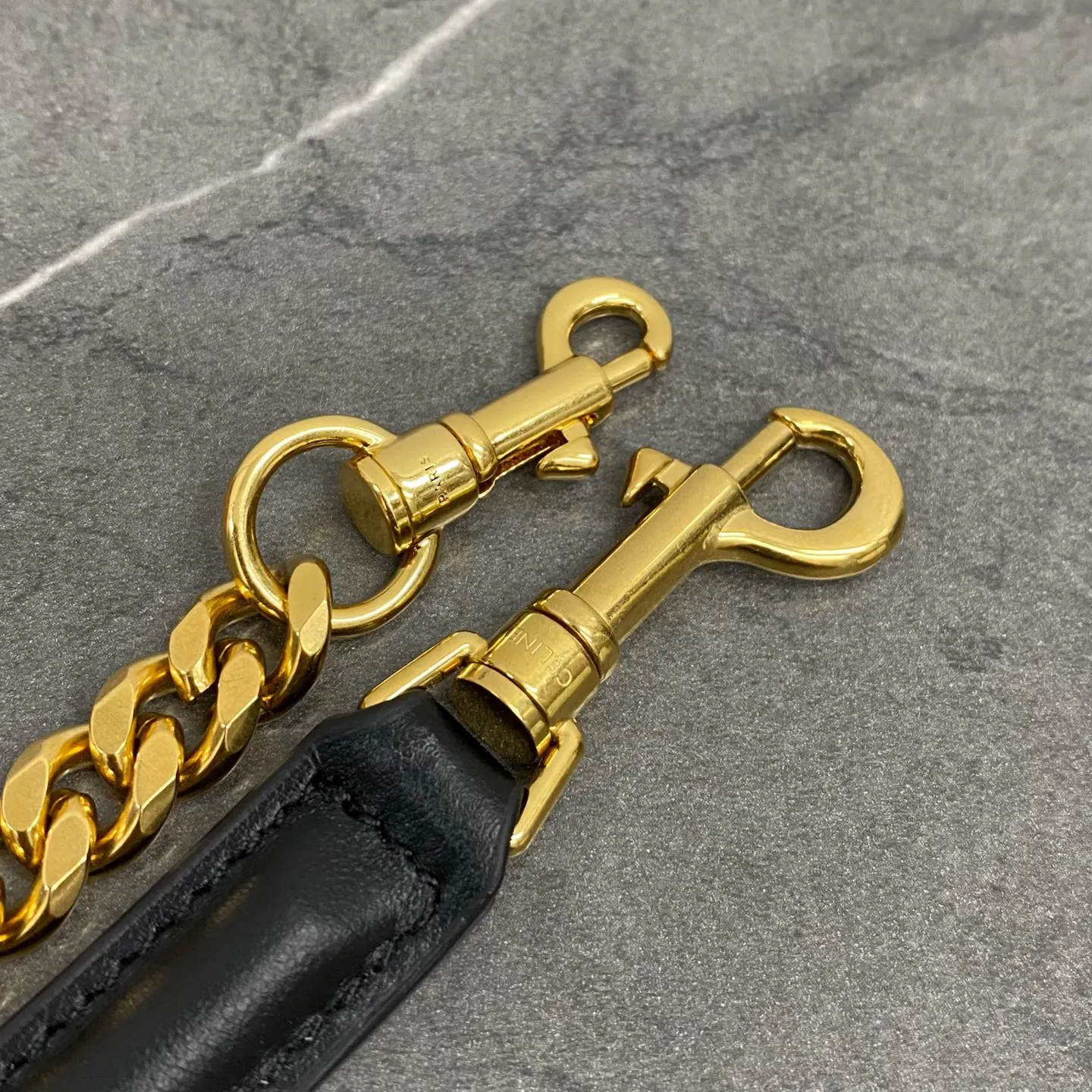 Celine 黑色 金色 腋下包 復古腋下背款