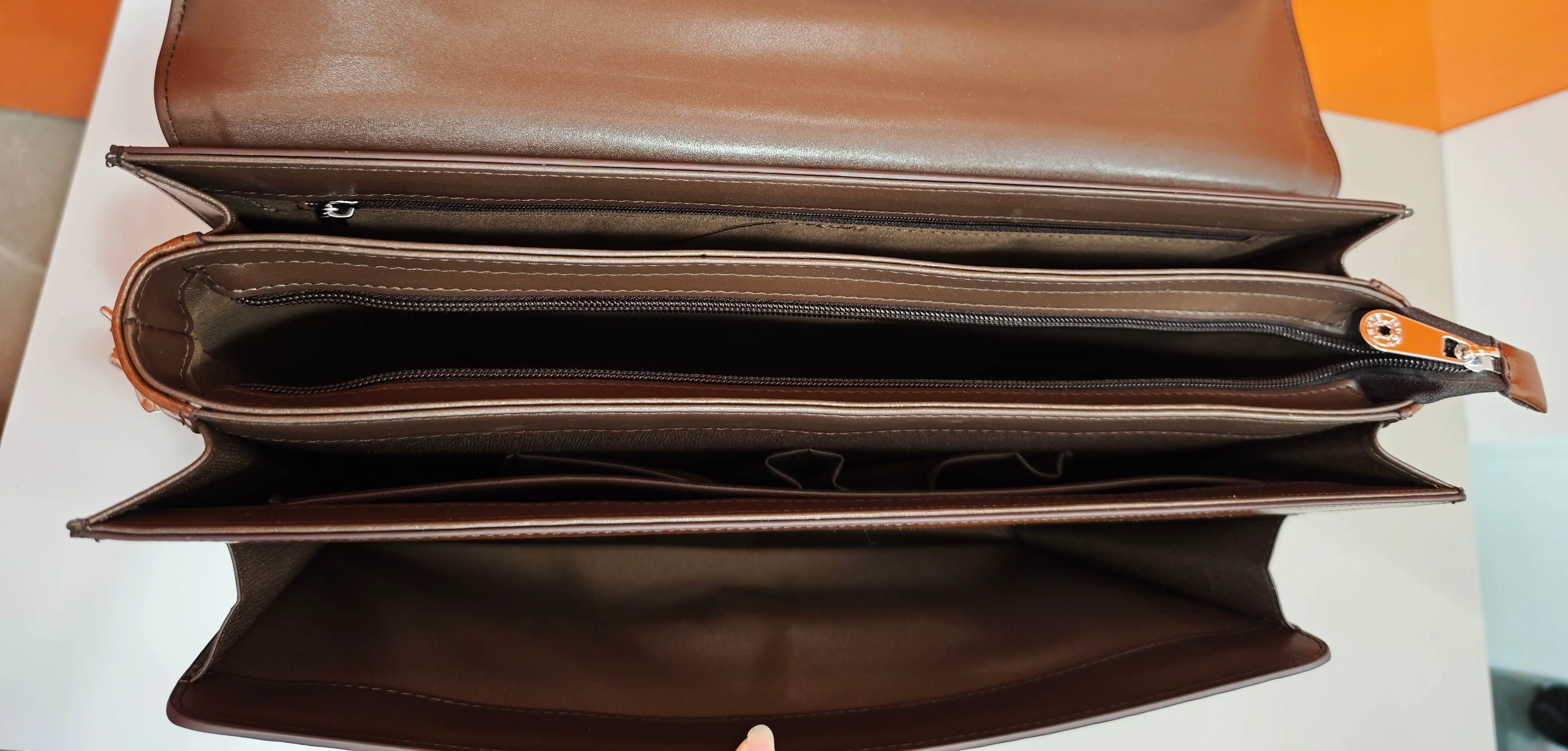 Brown Briefcase Business Commuter Leather