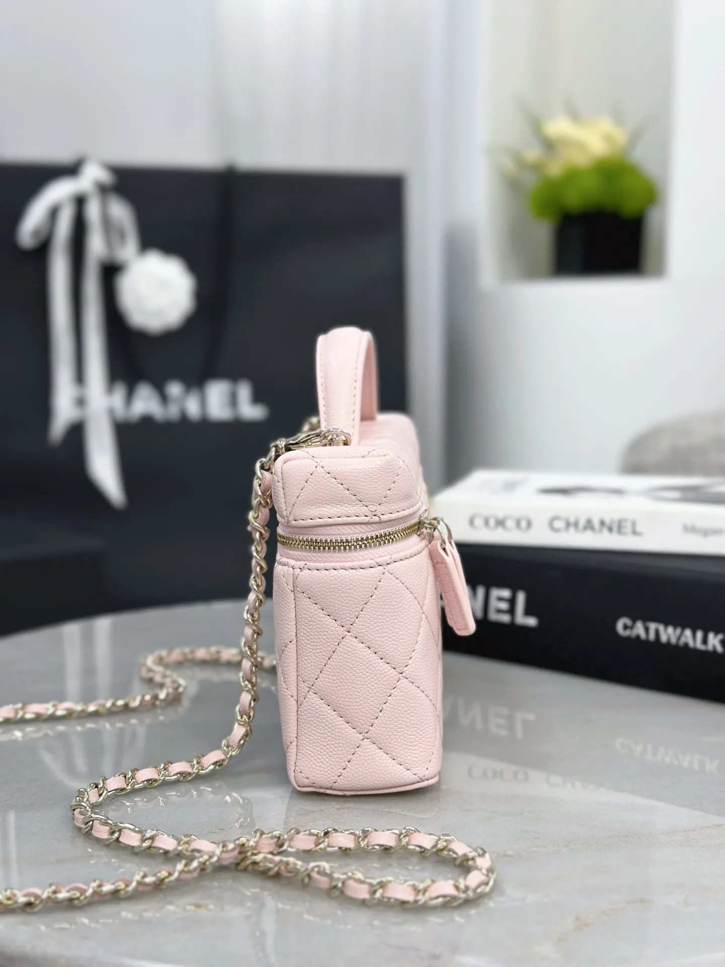 Chanel 19 Pink Leather Handbag