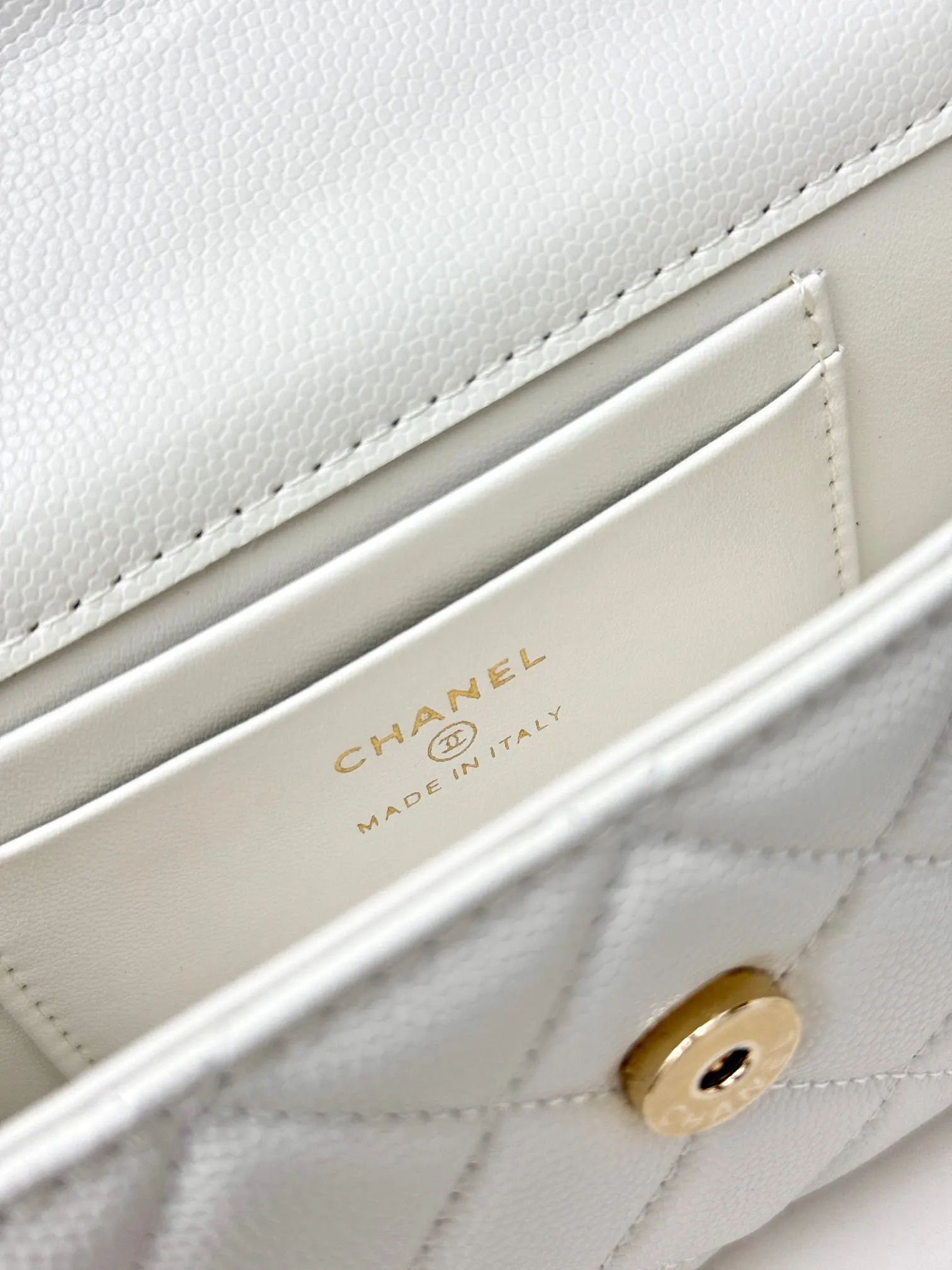 Chanel 白色牛皮Kelly手提包 金链斜挎