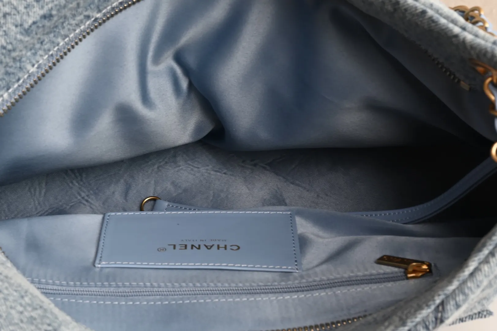 Chanel Denim Hobo Underarm Bag Shoulder Back