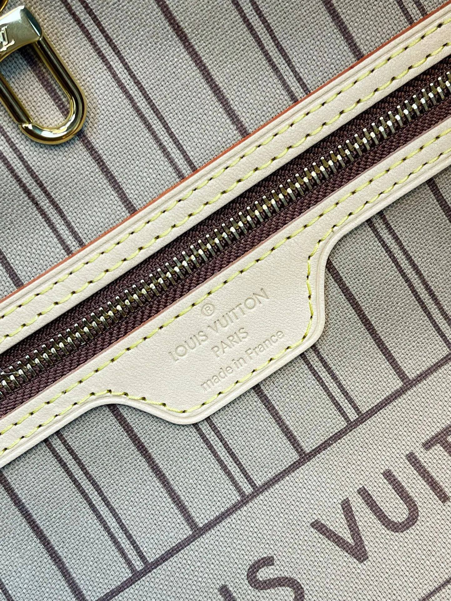 Beige Monogram Tote Bag Leather