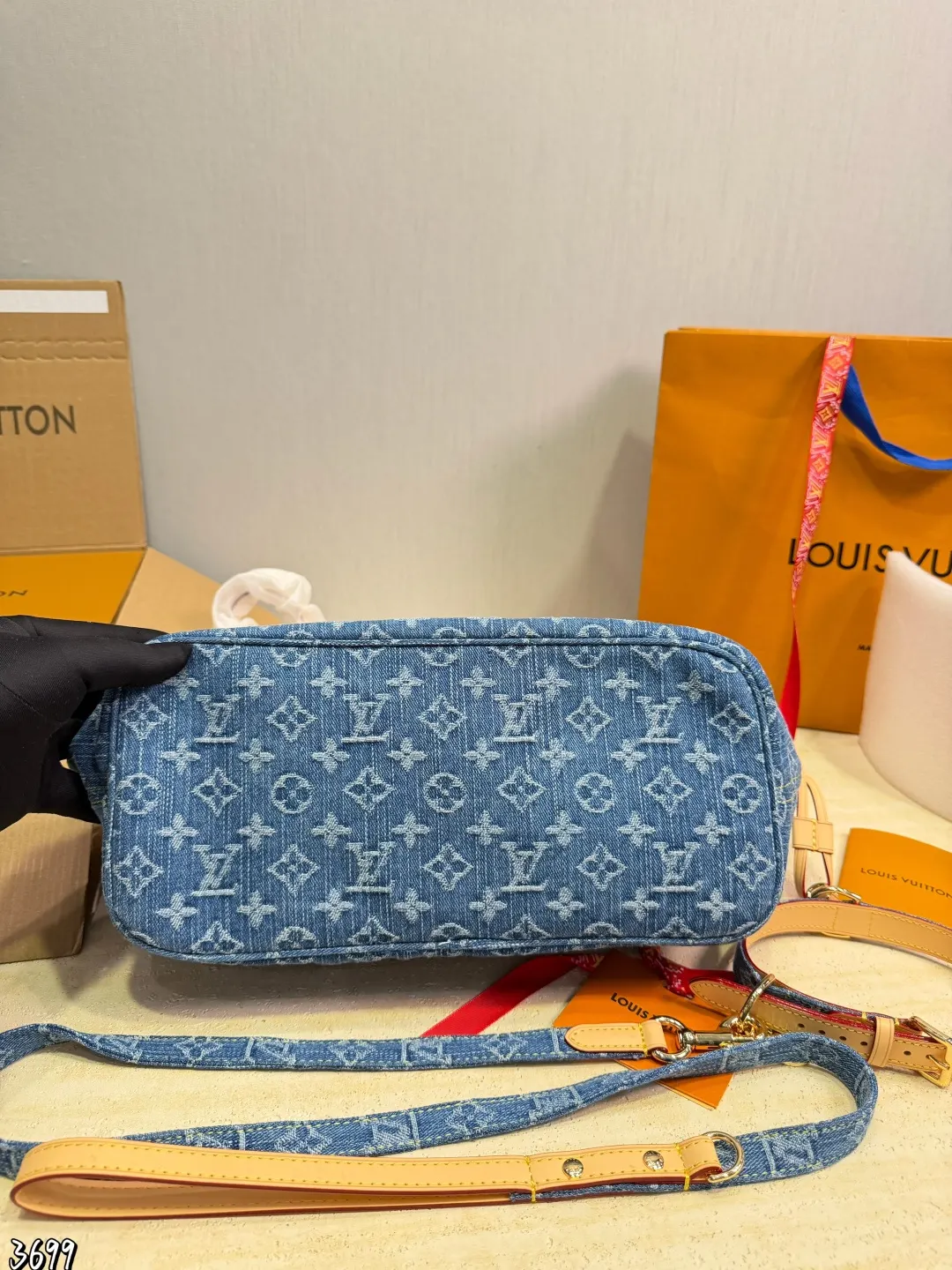 Neverfull 老花 牛仔 牛皮 托特包 大容量托特款