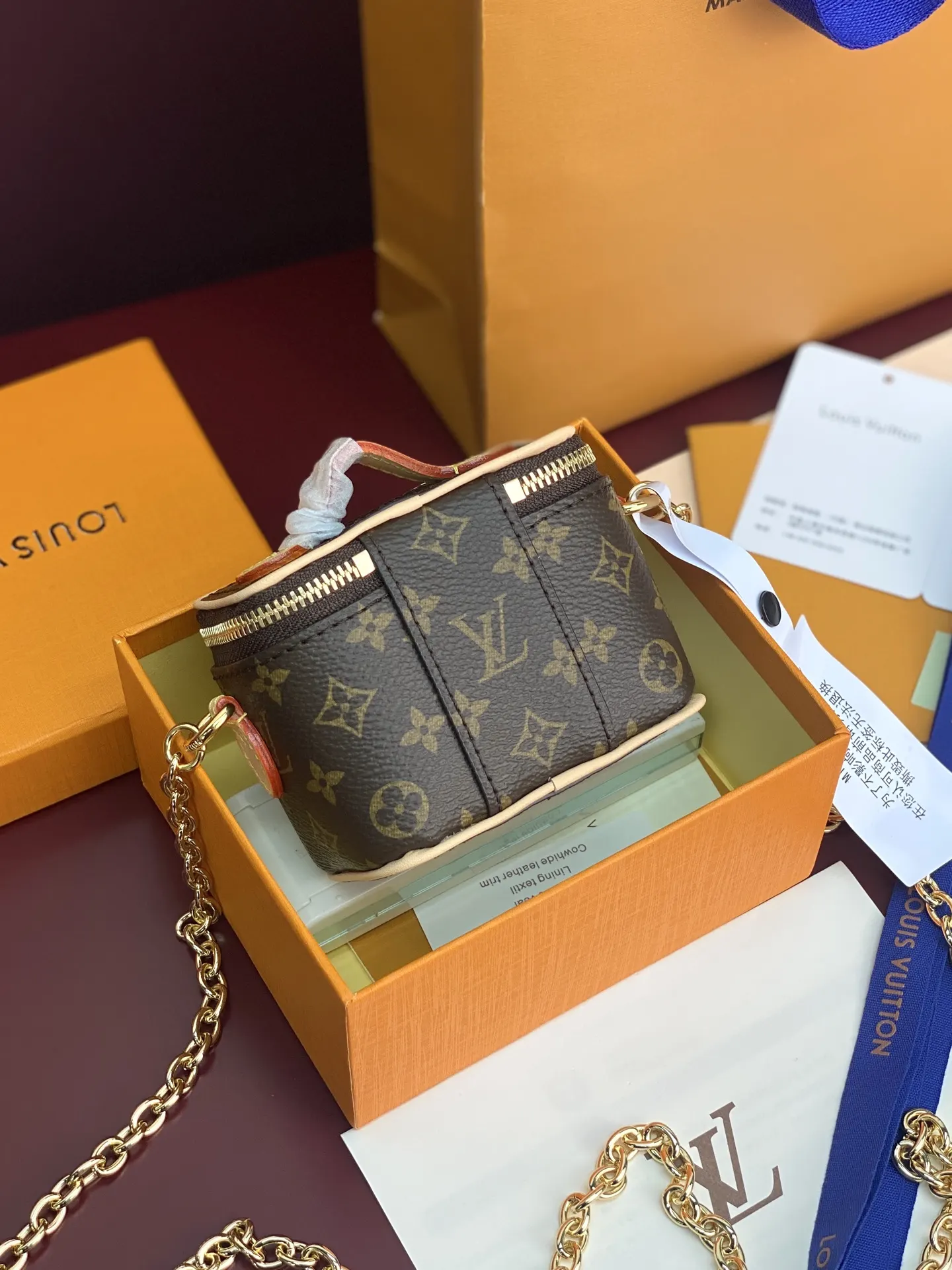 LV 老花 金色 帆布 批 老花 鏈條包 精致鏈條款