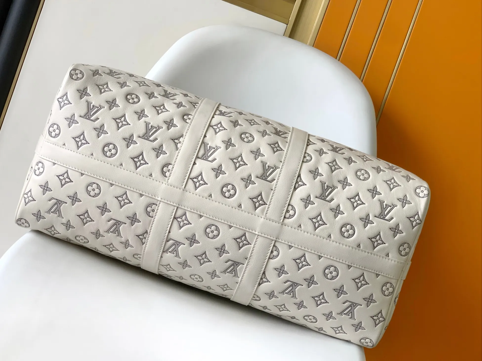 LV Keepall White And Blue Color Scheme Travel Bag Large Capacity Travel Model | ORBUYBAG High-End Fashion Boutique
