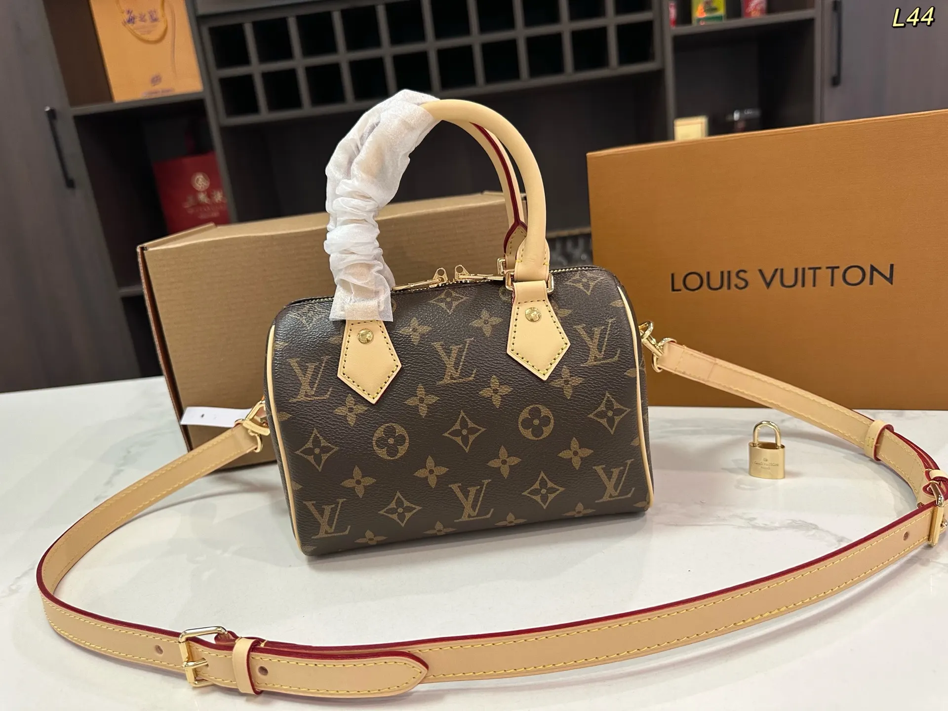 Louis Vuitton Gold Monogram Crossbody Bag Lightweight Leather