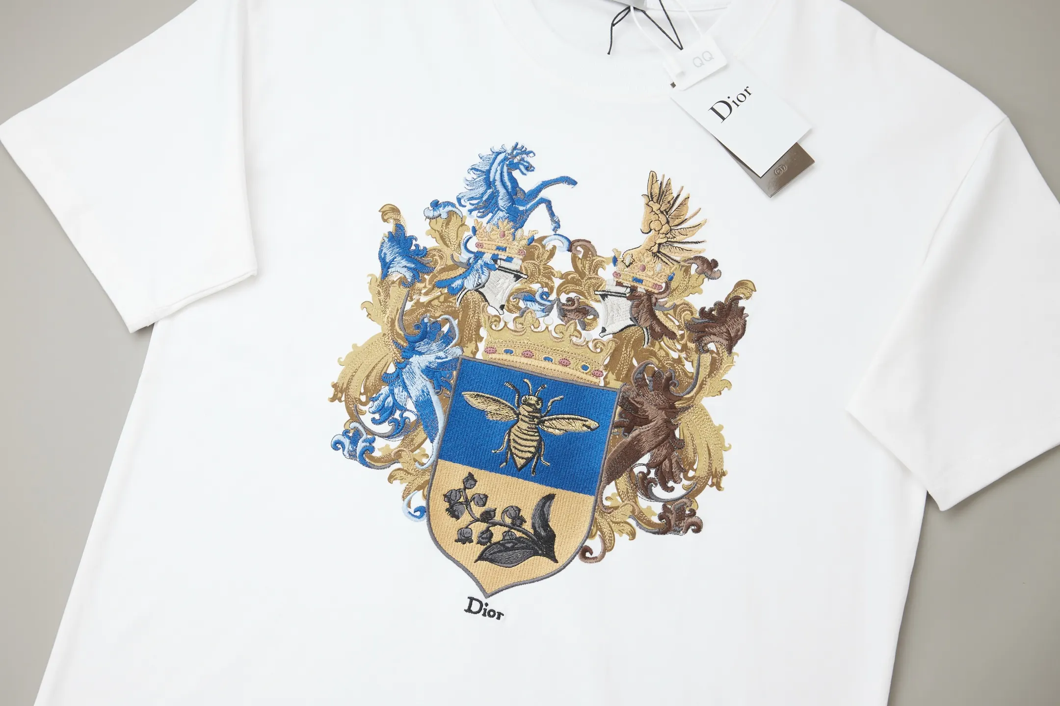 Dior 白色动物图案短袖T恤 个性印花