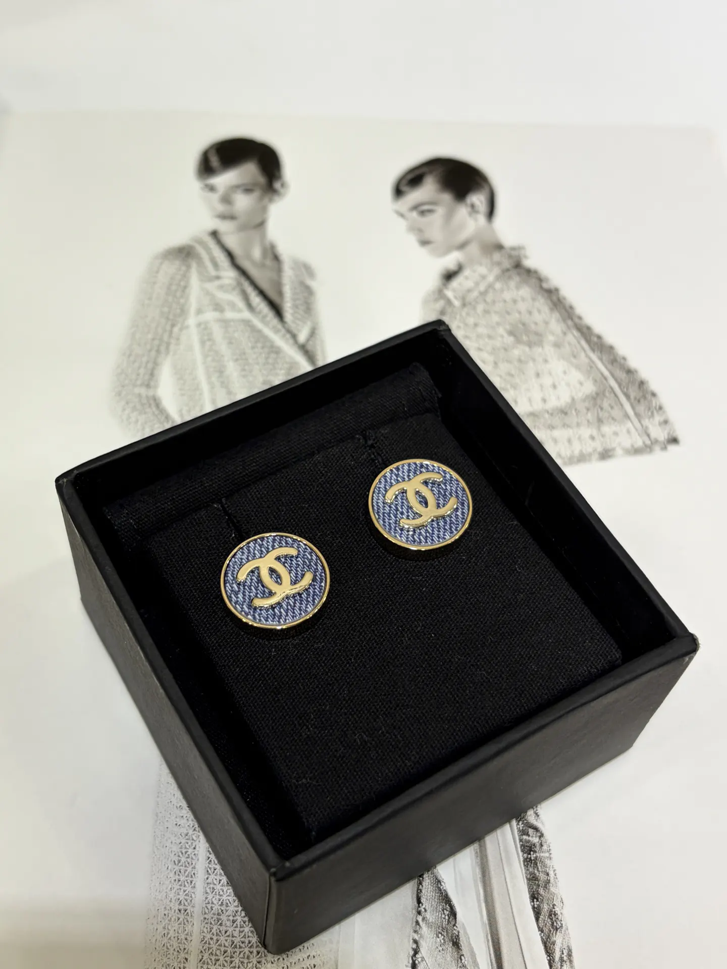 Chanel 蓝色/金色 耳饰