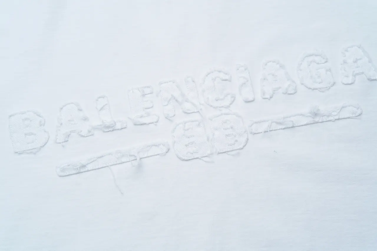 Balenciaga White Logo Embroidery Short Sleeve T-Shirt Street