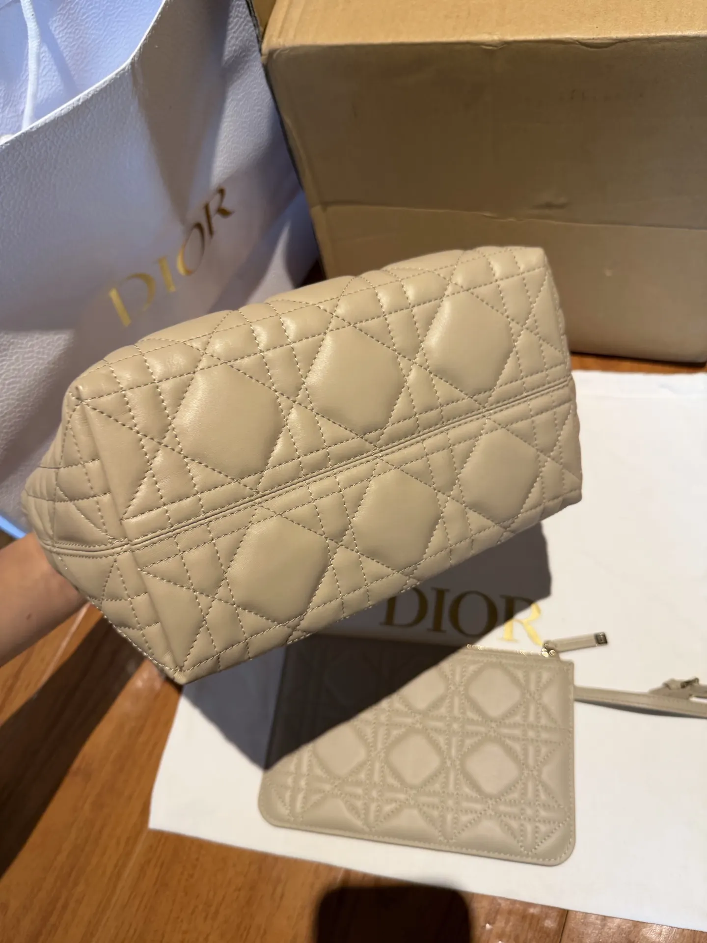 Beige Top Handle Bag Commuter