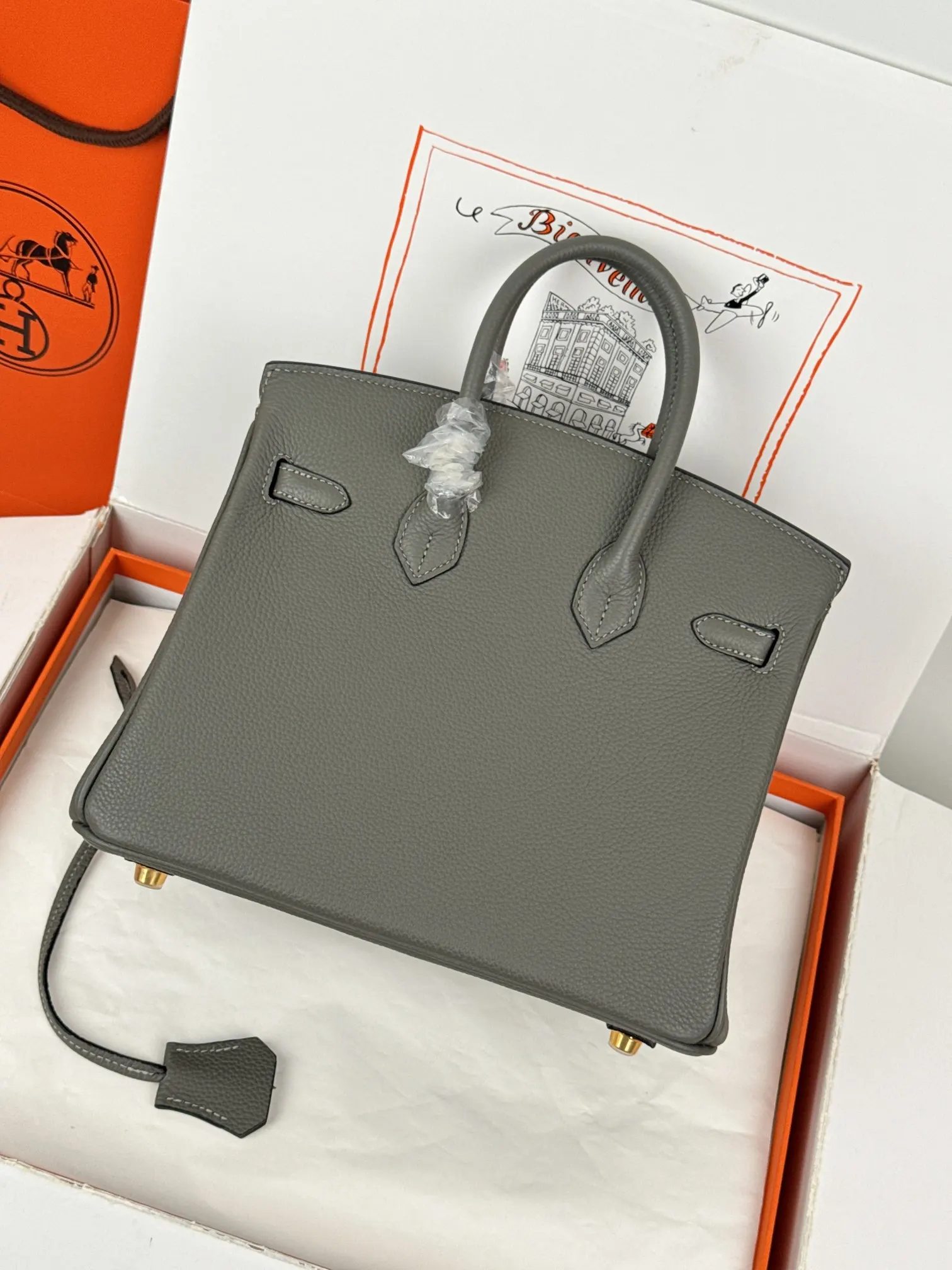 Birkin 小牛皮 togo 小牛皮 积雨云灰 手提包 通勤手提款