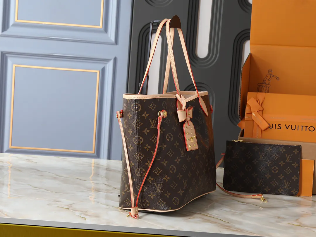 LV Neverfull 牛皮 收納包 旅行收納款
