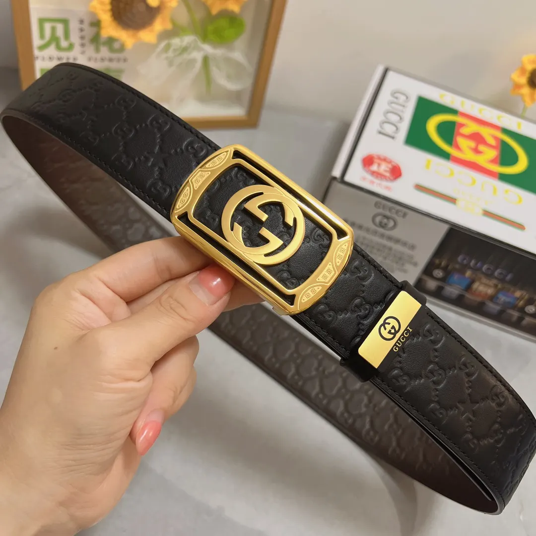 Gucci Double G 雙G扣牛皮腰帶